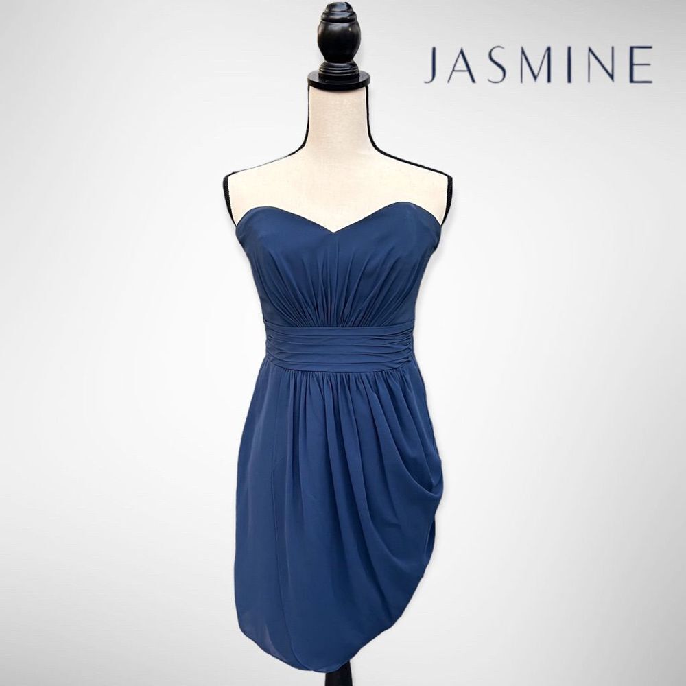 B2 Jasmine Bridesmaid Formal Strapless Chiffon Mini Asymmetrical Dress (6)